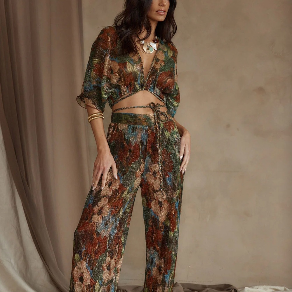 12th Tribe Brown top and with Wide-Leg pants